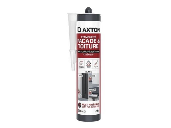 Mastic étanchéite facade/toiture polymère hybride AXTON blanc c. 280ml