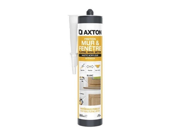 Mastic mur/fenetre acrylique platre/bois/beton AXTON blanc cart 280ml