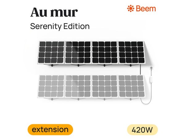 Panneau solaire Beem Serenity, kit d'extension 420W, installation au mur