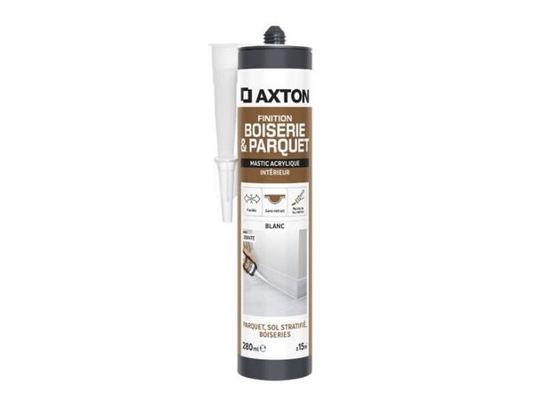 Mastic boiserie/parquet acrylique AXTON blanc cartouche 280ml