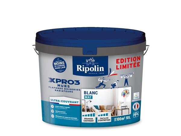 Peinture mur et plafond blanc mat RIPOLIN Xpro3 édition limitée 10l