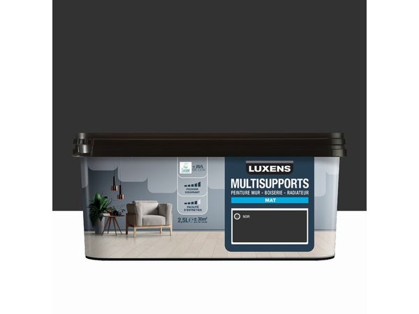 Peinture mur, boiserie, radiateur noir mat LUXENS 2.5l