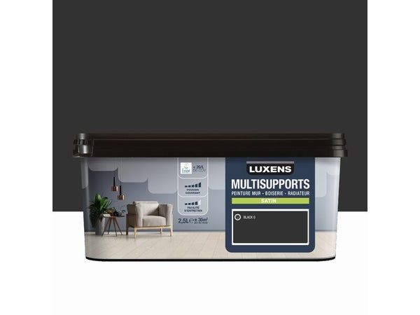 Peinture mur, boiserie, radiateur noir satin LUXENS 2.5l