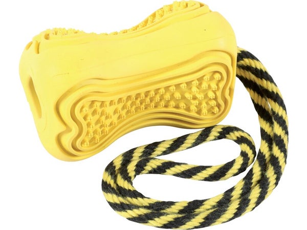 Jouet chien caoutchouc corde titan M jaune