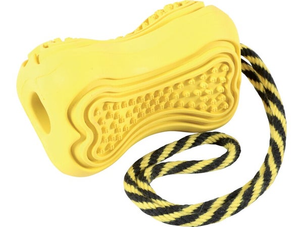 Jouet chien caoutchouc corde titan L jaune