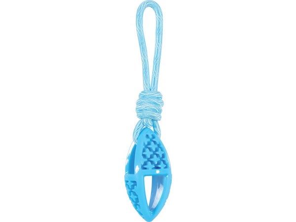 Jouet chien TPR samba oval corde 28 cm bleu
