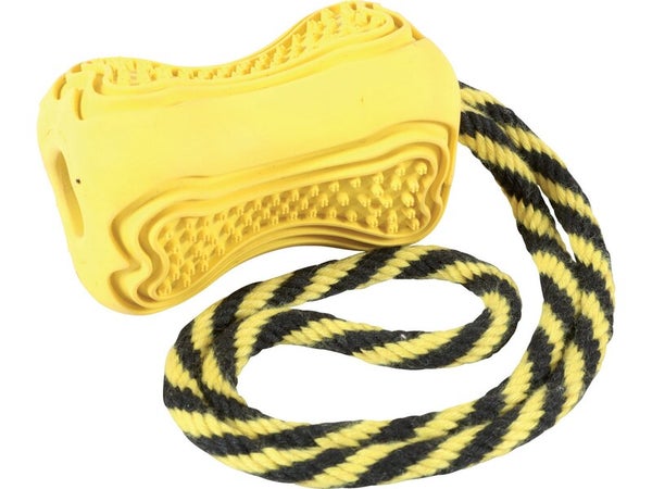 Jouet chien caoutchouc corde titan S jaune