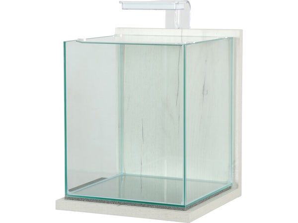 Aquarium verre/bois jalaya xl led filtre 25x25x30cm 18l7 ceruse blanc