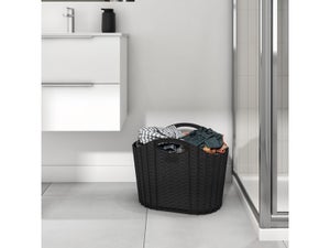 Panier à linge Linen noir H.39 x l.54 x P.37.5 cm