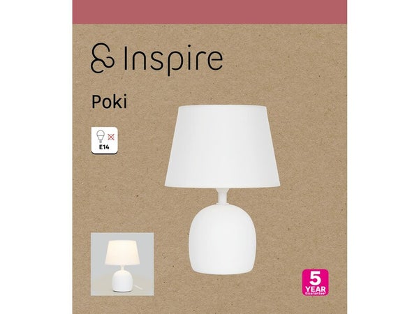 Lampe poki e14 ceramique blanc inspire