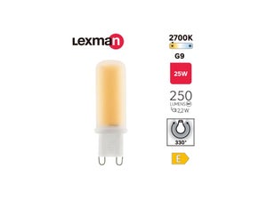 Ampoule led bulbe G9 verre 2,2W=25W 250 LM dépolie 2700K LEXMAN