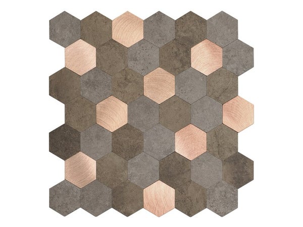 Credence adhesive wall tiles premium hexagone brun 29,7x29,2 d-c-fix