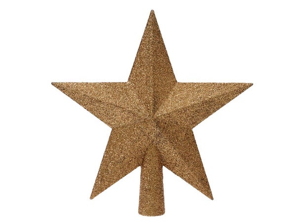 Cimier étoile de noël plastique 19cm noix de pécan paillette