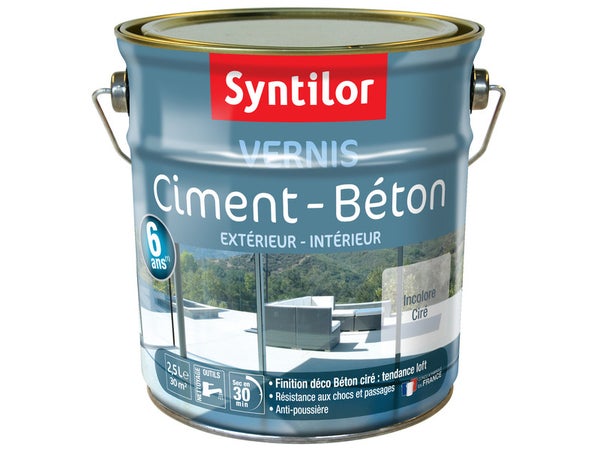 Vernis Ciment Extérieur / Intérieur Ciment Syntilor Incolore Satiné 2.5 L