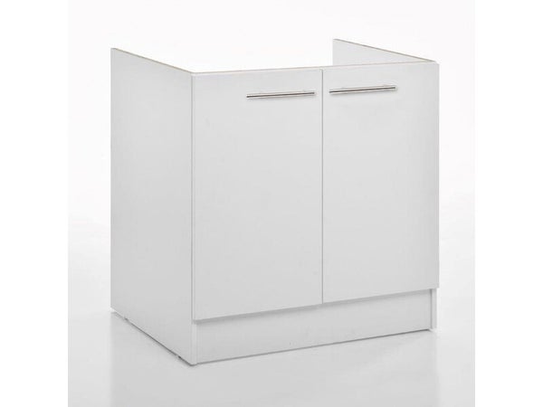 Meuble de cuisine sous évier 2 portes blanc h.86cm l.80cm p. 60cm