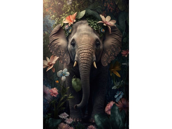 Toile imprimée Eléphant assis, CEANOTHE 65 x 97 cm