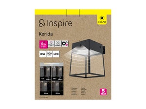 Applique extérieur solaire Kerida 500lm 4000k ip54 noir INSPIRE