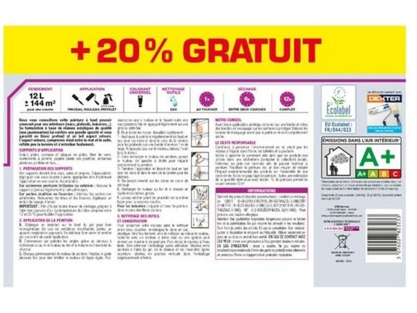 Peinture mur, plafond, boiserie blanc velours LUXENS Couvrant 10L+20% gratuit