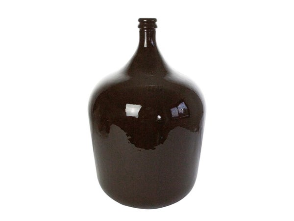 Vase Dame Jeanne verre, marron l.40 x H.56 cm