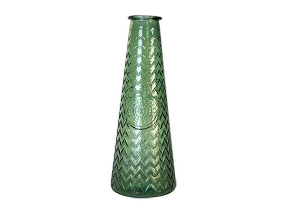 Vase Dame Jeanne verre Mandala, vert l.21 x H.55.5 cm