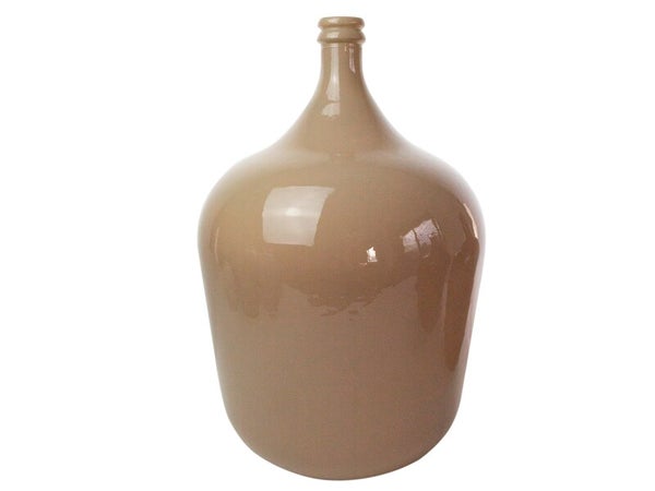 Vase Dame Jeanne verre, beige l.40 x H.56 cm
