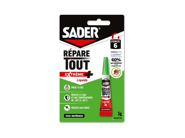 Colle réparation Sader Répare tout extrême + liquide tube 3 g