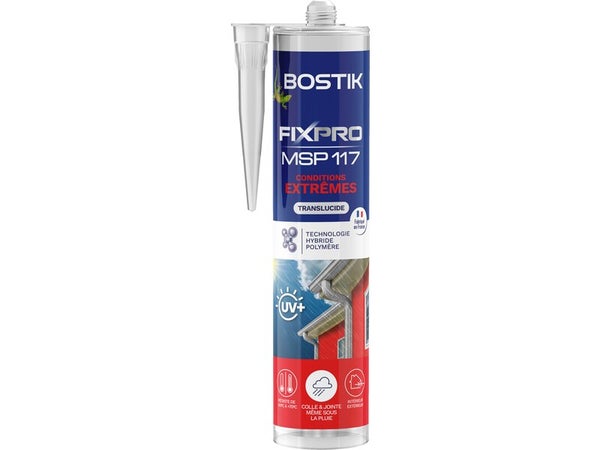 Colle et joint intérieur/extérieur polymère hybride Bostik Fixpro MSP117 conditions Extrêmes transparent cartouche 290ml