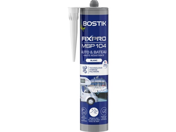 Colle et joint intérieur/extérieur polymère hybride Bostik Fixpro MSP 104 auto bateau blanc cartouche 290ml