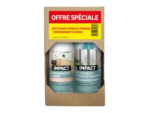 Lot 2 nettoyants vitre 500ml + cuisine 500 ml IMPACT sprays