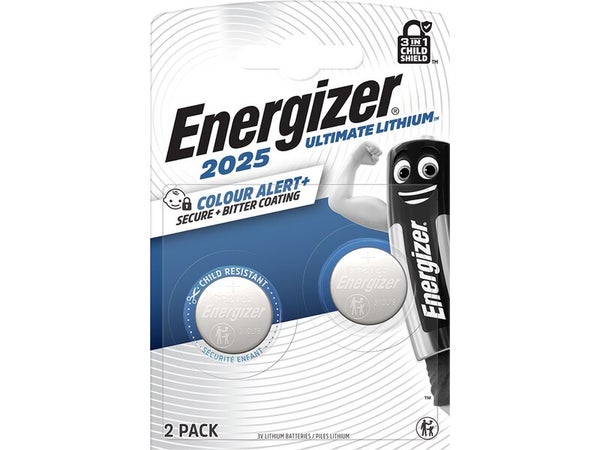 2 piles bouton lithium ultim CR2025 ENERGIZER