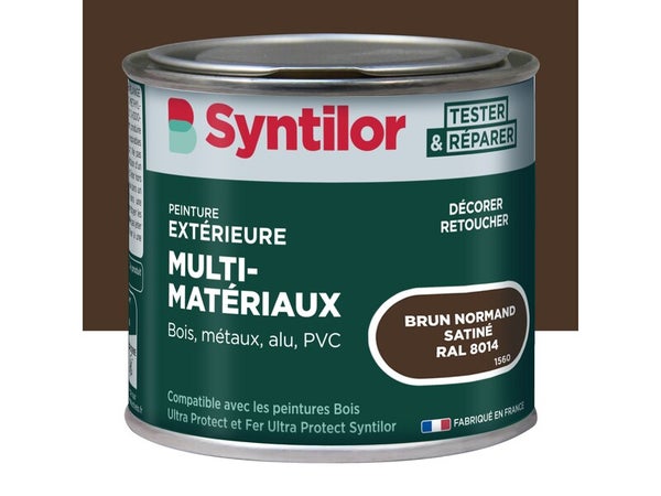 Peinture exterieure bois, aluminium, pvc . SYNTILOR brun normand satine 125ml