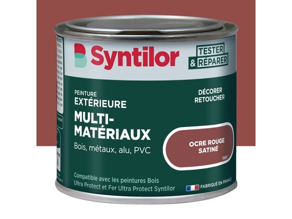 Peinture exterieure bois, aluminium, pvc . SYNTILOR ocre rouge satine 125ml