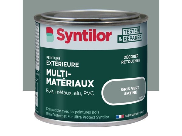 Peinture exterieure bois, aluminium, pvc . SYNTILOR gris vert satine 125ml