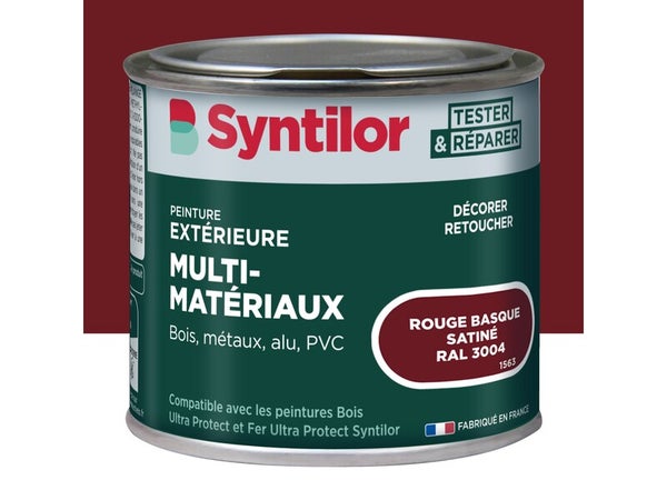 Peinture exterieure bois, aluminium, pvc . SYNTILOR rouge basque satine 125ml