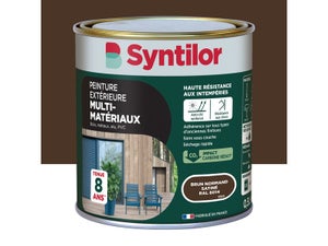 Peinture exterieure bois, aluminium, pvc . SYNTILOR brun normand satine 0.5l