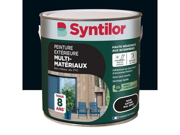 Peinture exterieure bois, aluminium, pvc . SYNTILOR noir satine 2l