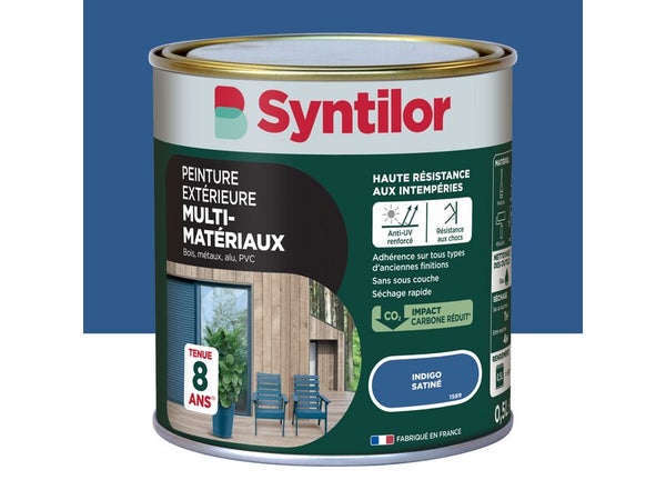 Peinture exterieure bois, aluminium, pvc . SYNTILOR indigo satine 0.5l