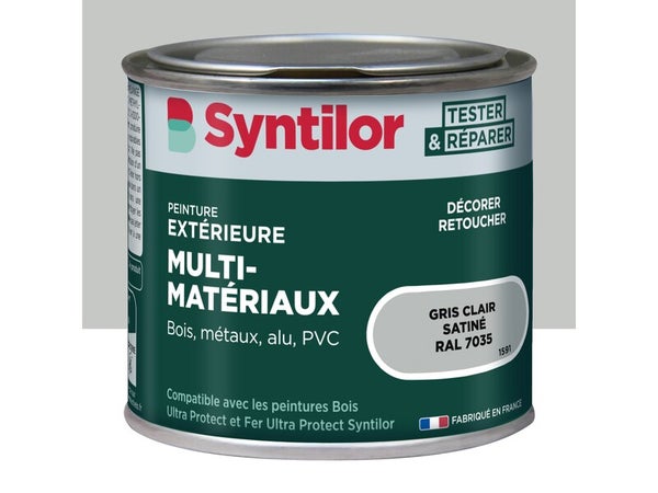 Peinture exterieure bois, aluminium, pvc . SYNTILOR gris clair satine 125ml