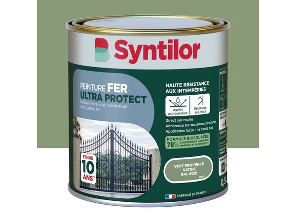 Peinture exterieure fer Ultra protect SYNTILOR vert provence satine 0.5l