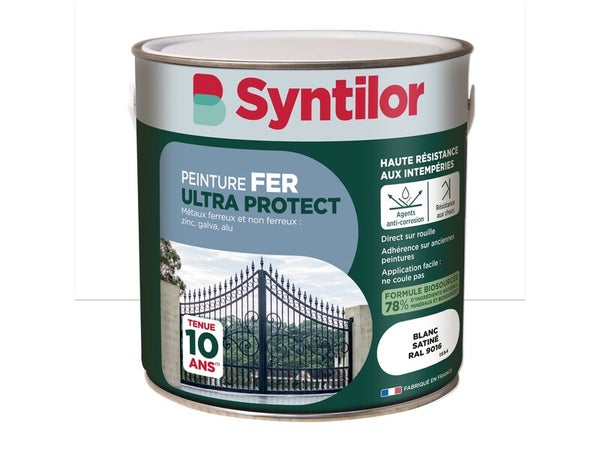 Peinture exterieure fer, aluminium Ultra protect SYNTILOR blanc satine 2l