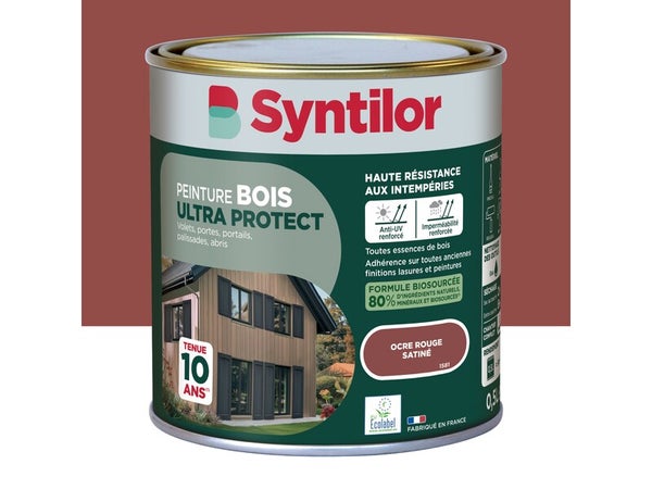 Peinture exterieure bois Ultra protect SYNTILOR ocre rouge satine  0.5l