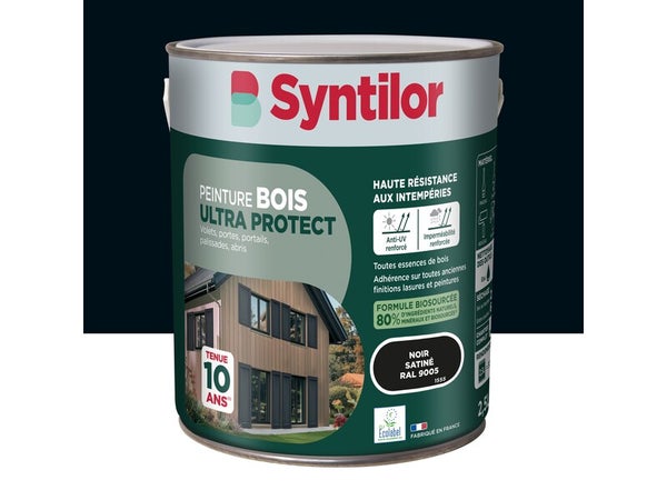 Peinture exterieure bois Ultra protect SYNTILOR noir satine  2.5l