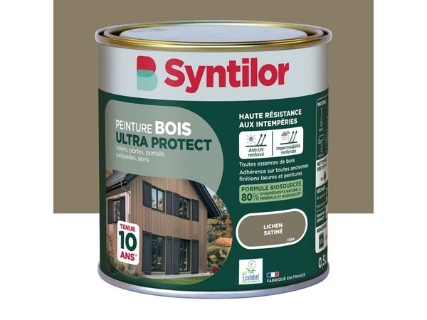 Peinture exterieure bois Ultra protect SYNTILOR lichen satine  0.5l