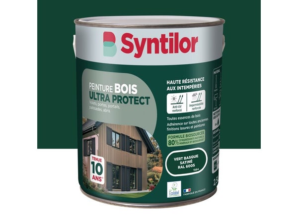 Peinture exterieure bois Ultra protect SYNTILOR vert basque satine  2.5l