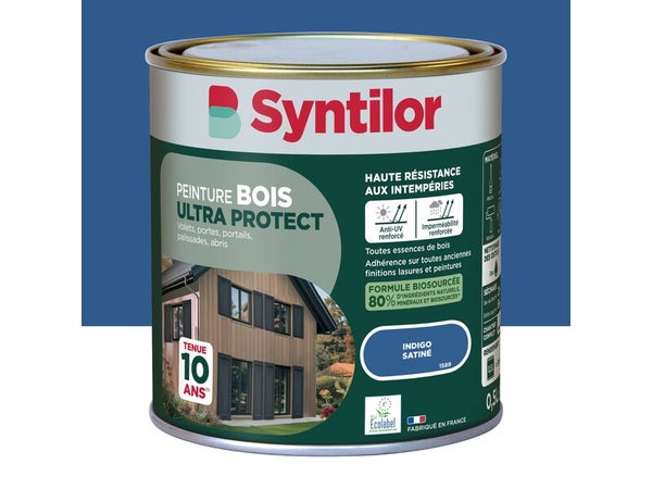 Peinture exterieure bois Ultra protect SYNTILOR indigo satine  0.5l