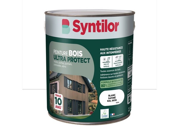 Peinture exterieure bois Ultra protect SYNTILOR blanc satine  2.5l