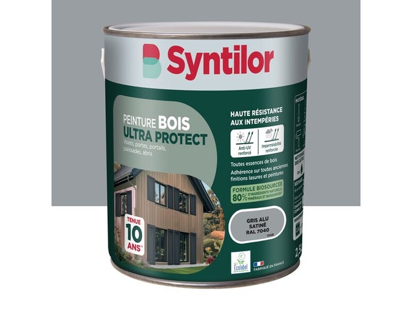 Peinture exterieure bois Ultra protect SYNTILOR gris alu satine  2.5l