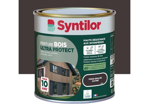 Peinture exterieure bois Ultra protect SYNTILOR terre brulee satine  0.5l