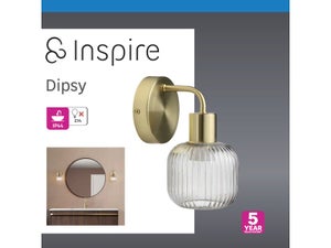 Applique salle de bain Dipsy E14 IP44 verre laiton INSPIRE