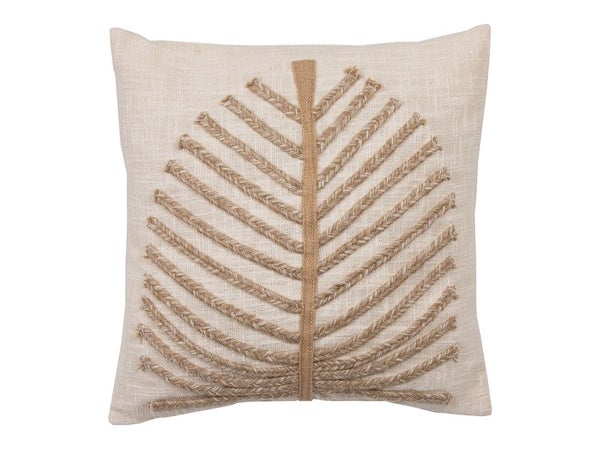 Coussin slub relief jute palme 45x45 cm